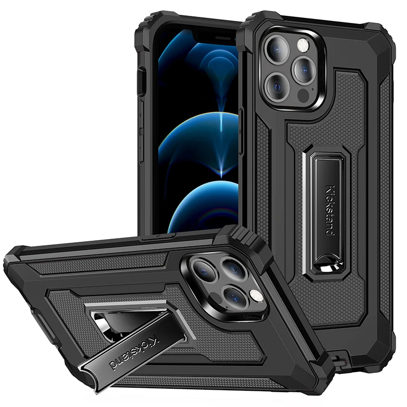 

Shockproof Soft Silicone PC Armor Bumpe Hybrid Stand Phone Case for IPhone12 Pro Max Mini 11 Pro XR XS MAX 8 X 7 Plus Back Cover