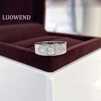 luowend 18k white gold ring classic 0 20carat man ring natural diamond bague for men wedding engagement party