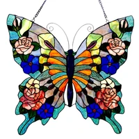 new acrylic butterfly wall decoration creative wall art crafts colorful stain glass butterfly home hanging decor for bedroom