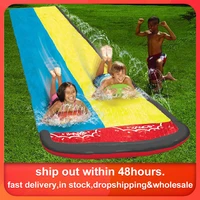 double surf water slide pvc backyard summer outdoor children adult water games toy fun lawn grass water slides pools for kids38