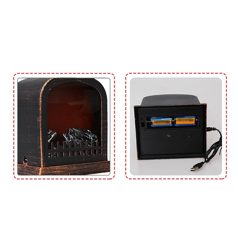

Led fireplace lantern USB Portable Night Light Lamp Led Fireplace Flame Lamp Halloween Lantern Ornament 11.5X14.5X16Cm