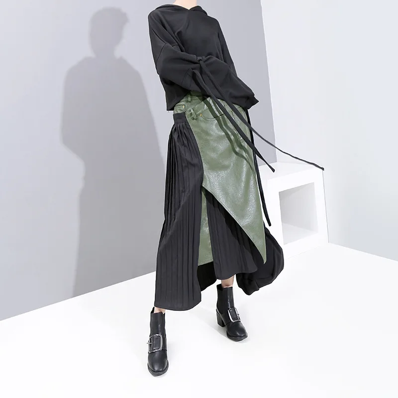 Юбка женская однотонная с завышенной талией модная плиссированная