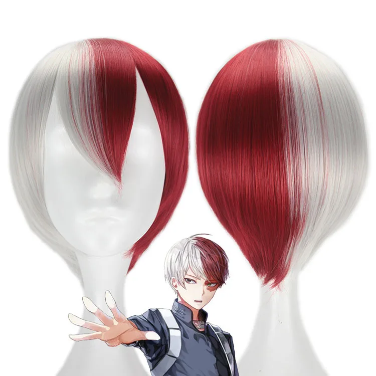 My Hero Academic Anilnc короткий Серебряный Красный TODOROKI SHOTO Синтетический волос Косплей
