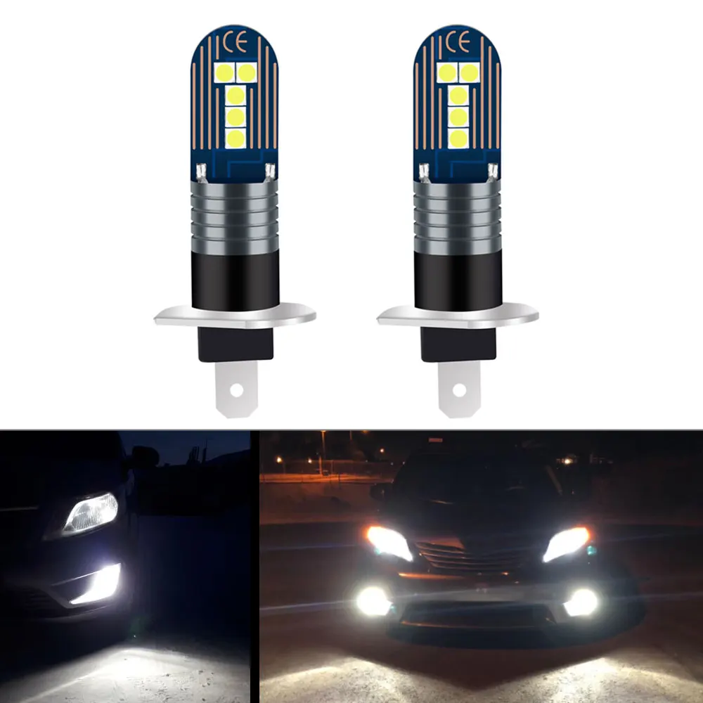 

2 шт. H3 H1 светодиодная Автомобильная противотуманная фара 6000K супер яркий белый 3030 чипов Автомобильная противотуманная фара дневная подсвет...