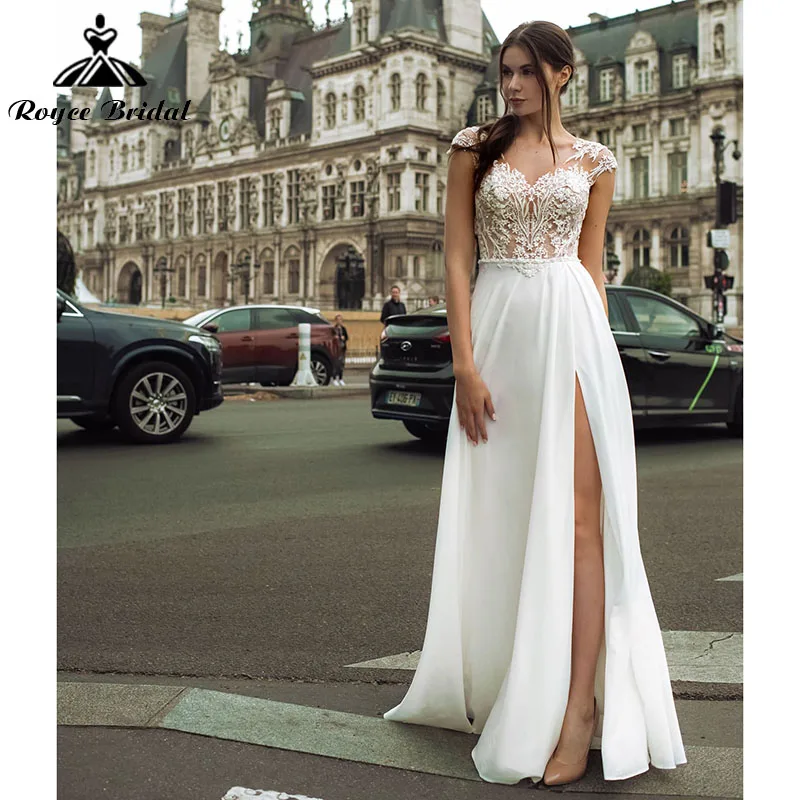 

Элегантные пляжные свадебные платья а-силуэта в стиле бохо, женское платье с разрезом на боку, открытой спиной, сердечком, vestido de noiva 2022