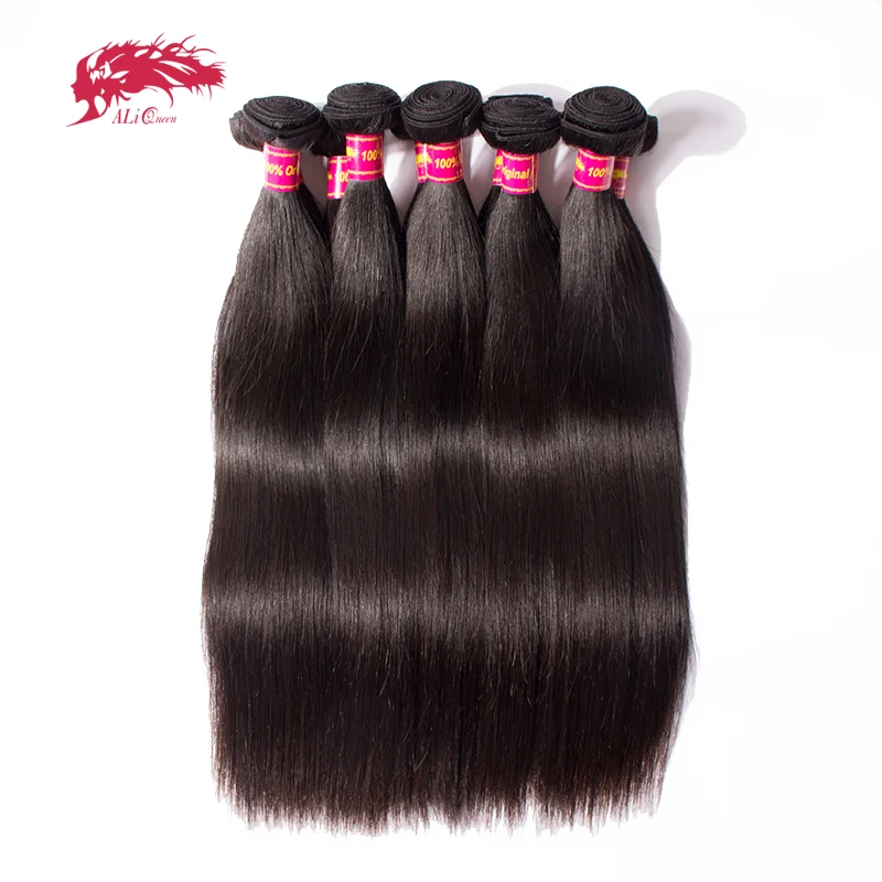 Ali queen hair, 10 шт./лот, бразильские волосы, волнистые пряди, прямые натуральные волосы, пряди, человеческие волосы, уток, продукты