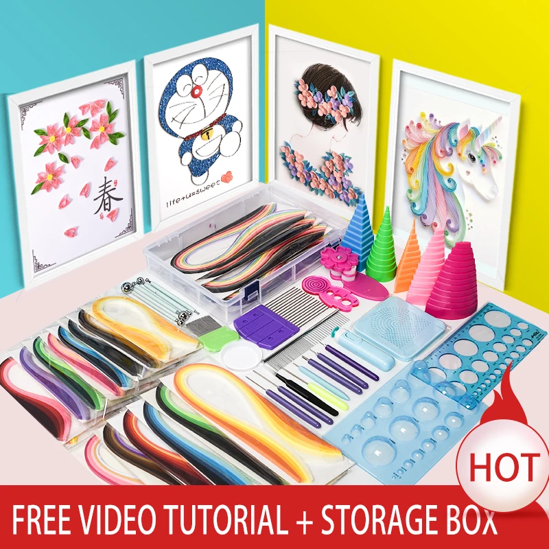 Conjunto de herramientas de Quilling de papel, pegamento para principiantes de Potali, materiales de manualidades, suministros de Scrapbooking, Kit de herramientas de Quilling-0