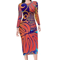 manufacturers promotional discount tight fitting casual womens 3xl clothing hawaiian travel banquet long sleeved dress
