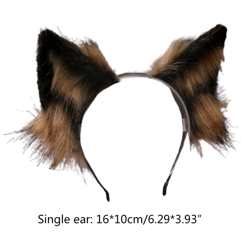 New Faux Fur Wolf Ears Headband Realistic Furry Animal Hair Hoop Cosplay Costume images - 6