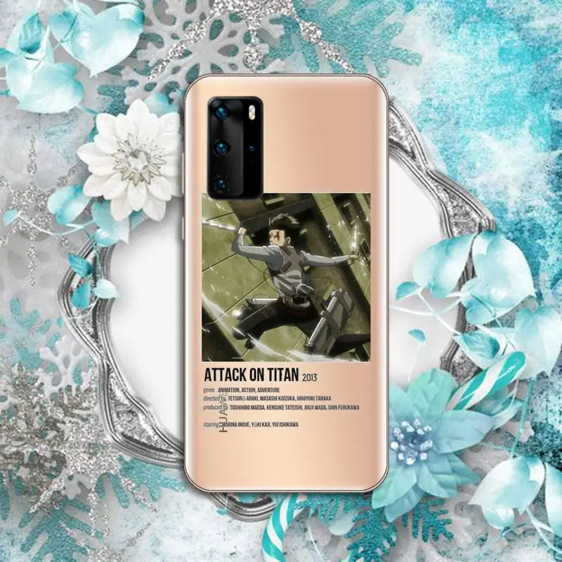 

Attack On Titan anime Phone Case Transparent for Huawei P honor 8 10i 20 30 40 smart 2019