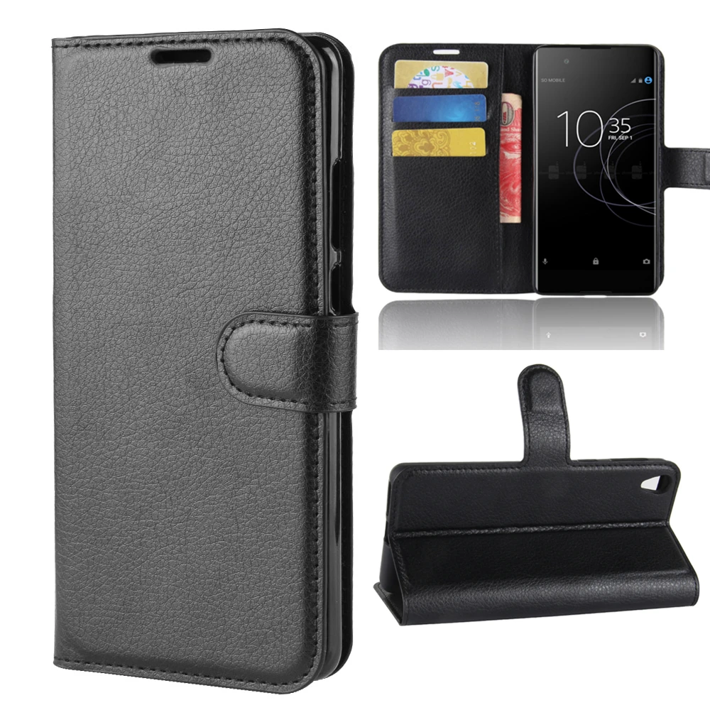 Чехол бумажник с держателем для карт чехлы телефонов Sony Xperia XA1 Plus Ультра кожаный