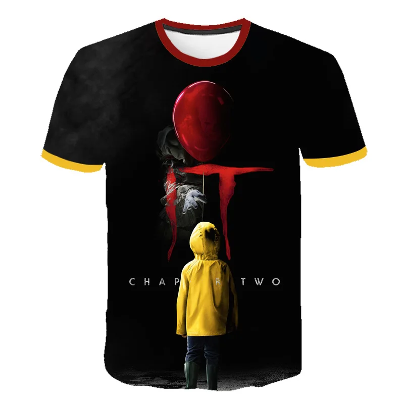 

Camiseta de Horror Fiction para niÃ±os, camiseta de manga corta con estampado 3D de Stephen King's It para verano