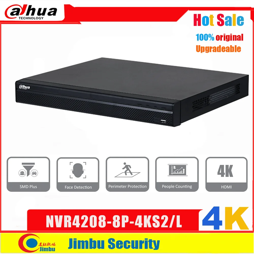 

Видеорегистратор Dahua NVR 4K POE, устройство для обнаружения лица, 8 портов POE, 8 каналов, H.265 SMD, разрешение до 4 к, P2P CCTV NVR