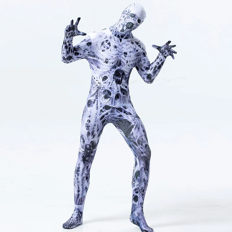 Взрослый Хэллоуин террор Призрак Череп Косплей Костюм ужасные зомби зентай