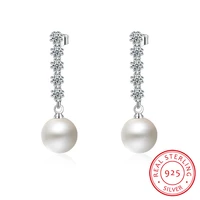 elegant 925 sterling silver earrings jewelry fashion shining cz zirconia pearl ball stud earrings for women birthday gifts