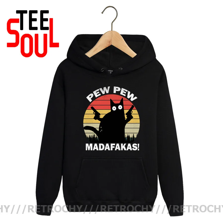 Толстовка с капюшоном и флисовой подкладкой смешной свитшот котом пистолетом в