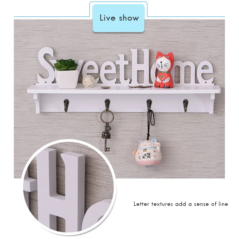 Storage Rack Sweet Home Wall Mounted Creative Hanger Shelf for Coat Hat Clothes Key Living Room Kitchen Bedroom #20 | Дом и сад