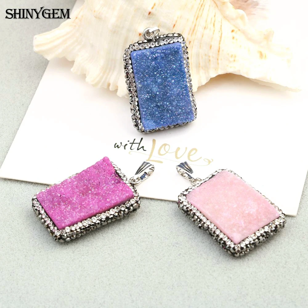 5 шт. прямоугольная чакра с натуральным кристаллом и микро инкрустацией циркония