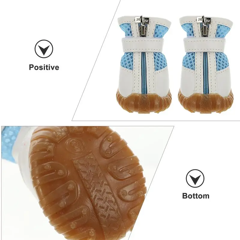 

8pcs Mesh Dog Shoes Pet Boots Breathable Dog Shoes Adjustable Zipper Shoes