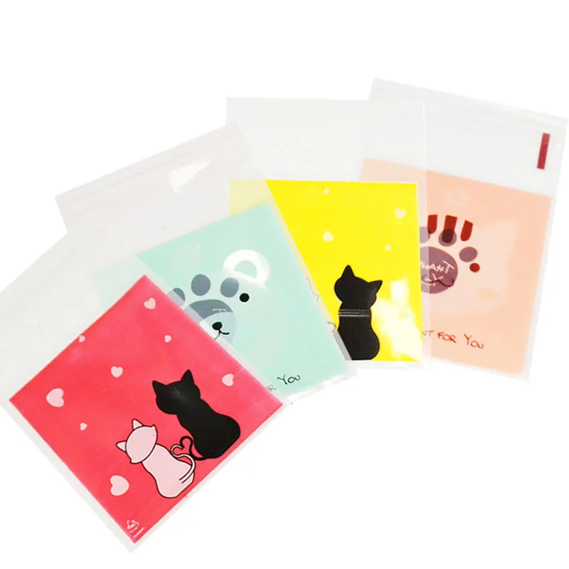 Пластиковый пакет с милыми мультяшными животными 100 шт./лот 7x7 см пакеты для