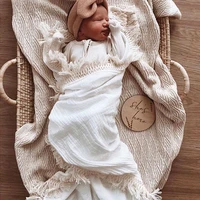 baby blanket ins tassel blanket gauze wrapper baby carriage sack outing travel windproof lace summer baby swaddle blankets