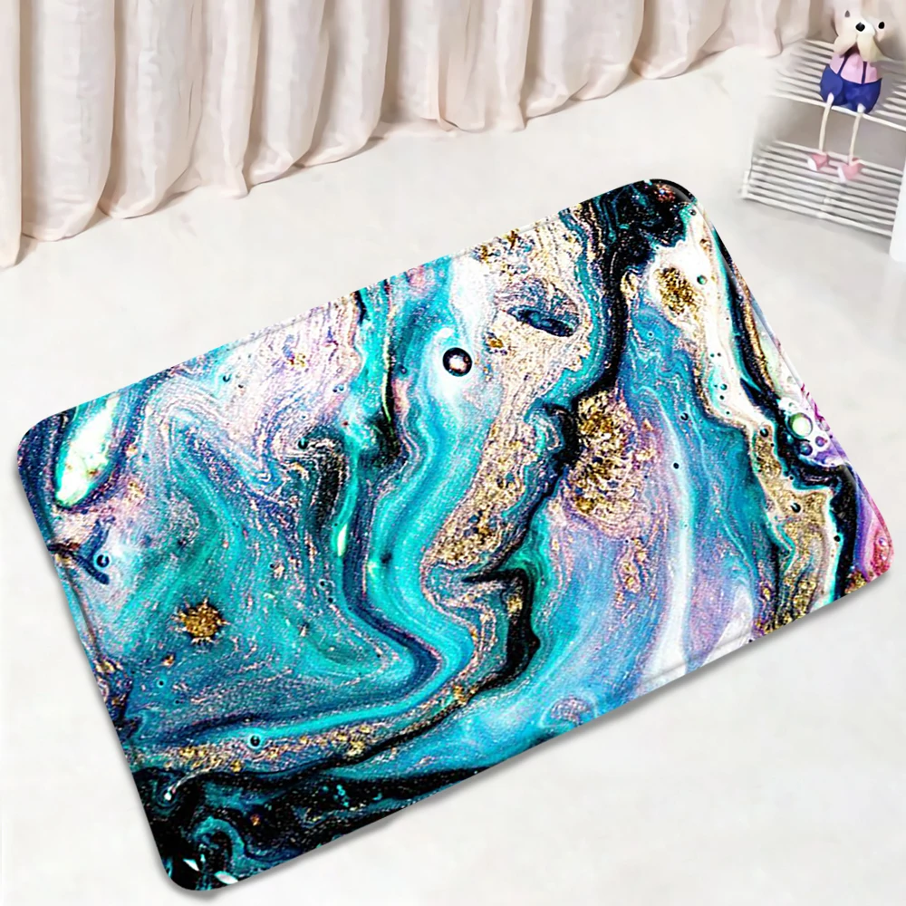 

Marble Stripe Bath Mat Non-Slip Geometric Pattern Anti Skid Flannel Shower Carpet Living Room Kitchen Rug Doormat Bathroom Mats