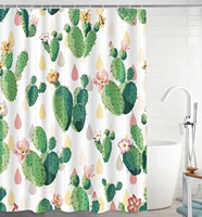 high quality cactus printed shower curtains bath products bathroom decor with hooks waterproof shower curtain set