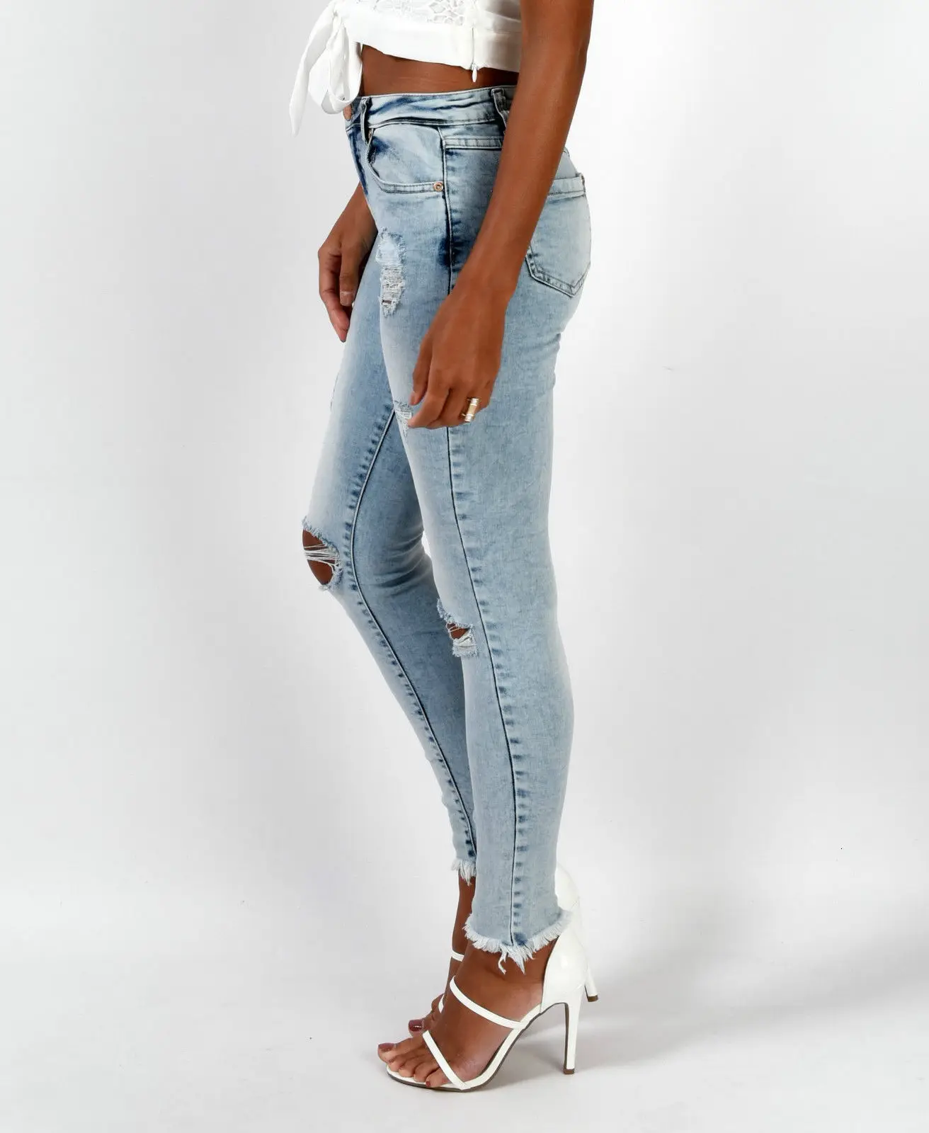 Ripped Knee Hole Slim Pencil Jeans Stretch Women Combinaison Pantalon Burr Denim Pants Woman Calsas Feminina | Женская одежда