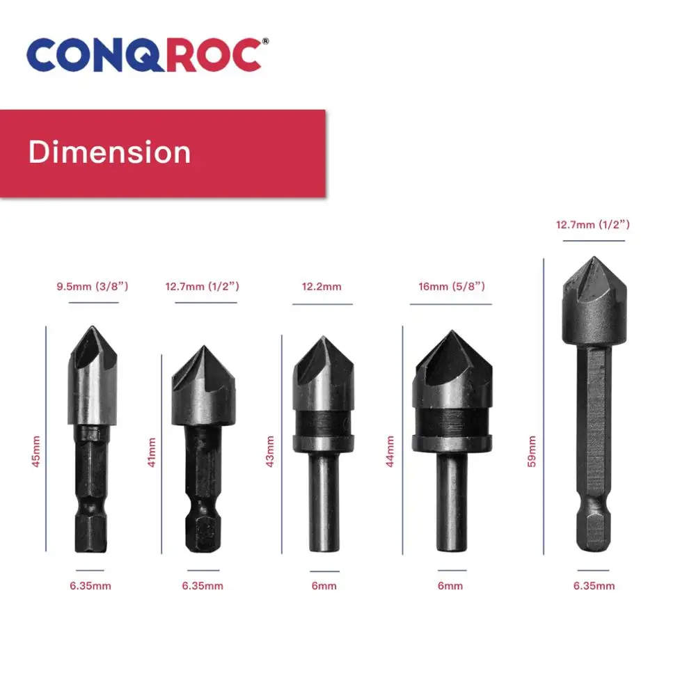 5 шт. 82 градуса шестигранный хвостовик Сверло зенкер канавки Высокоуглеродистая
