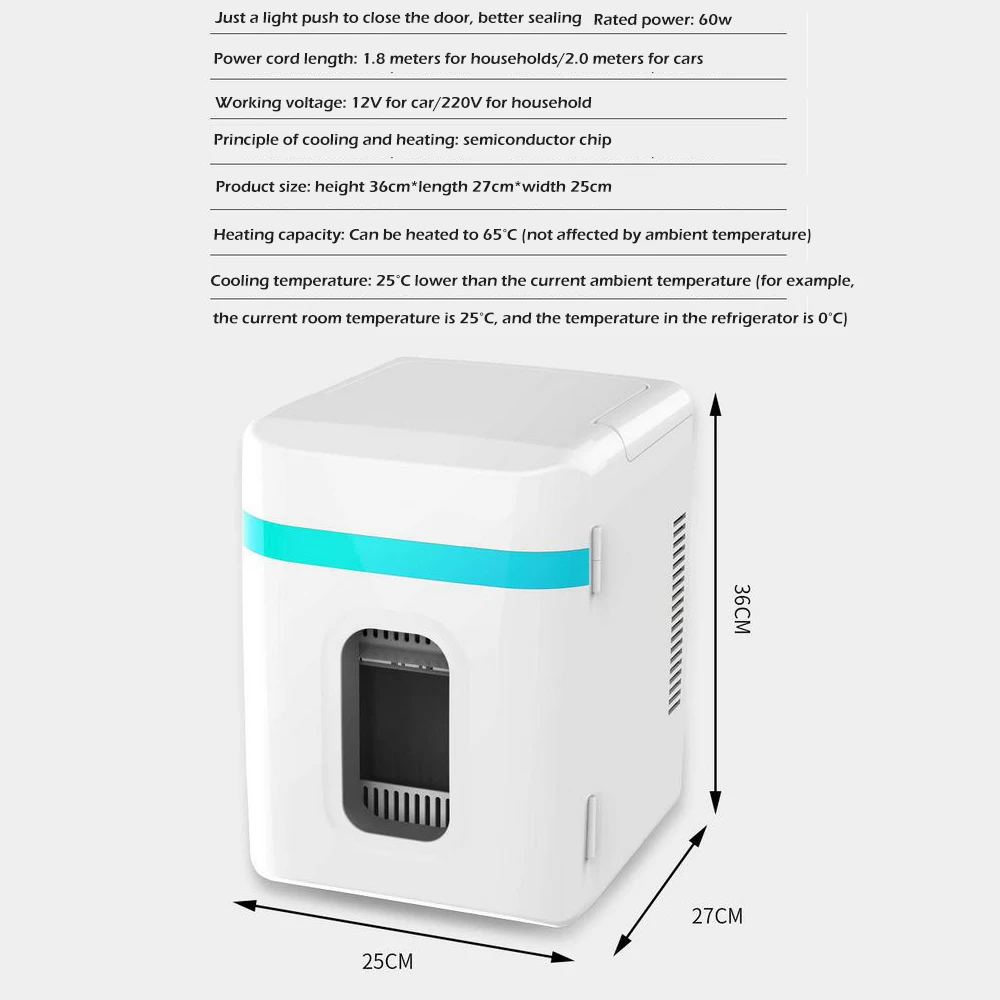 

10L Car Home Refrigerator Portable Mini Car Fridge Car Cooler Box Dual-use Cooler/Warmer DC 220V To 12V DC Power Electric Cooler