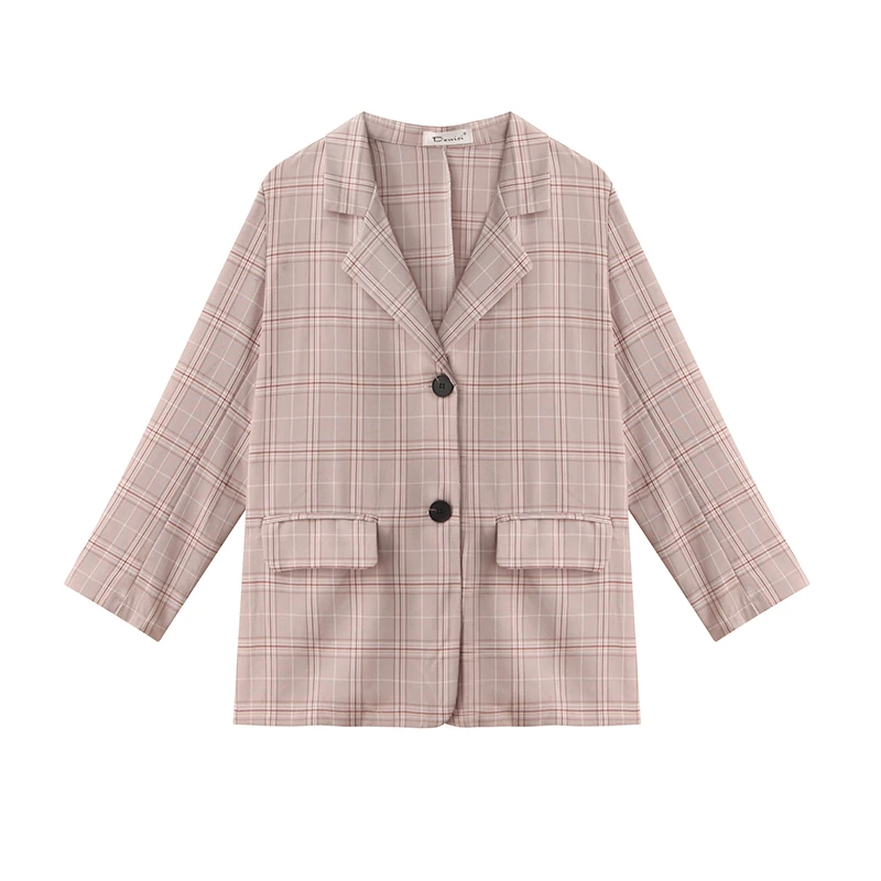 Женские блейзеры в клетку 2019 серый хаки топы костюм куртка и юбка одежда с