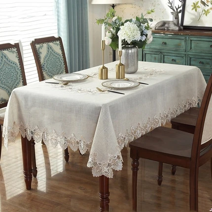 Скатерть на стол с вышивкой тканевая ткань в скандинавском стиле для телевизора