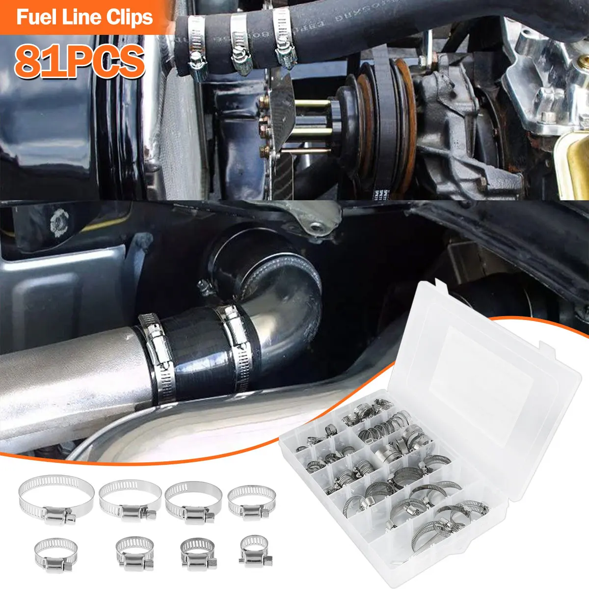 Зажимы для шлангов регулируемые 8-44 мм 81 шт. |