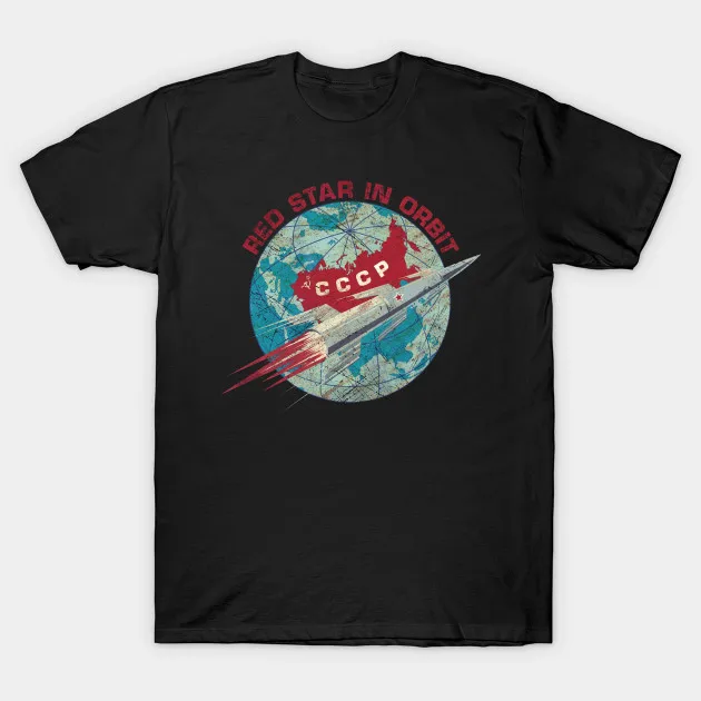 

CCCP Red Star In Orbit T-Shirt Russian Soviet Pilot and Cosmonaut Men's T Shirt