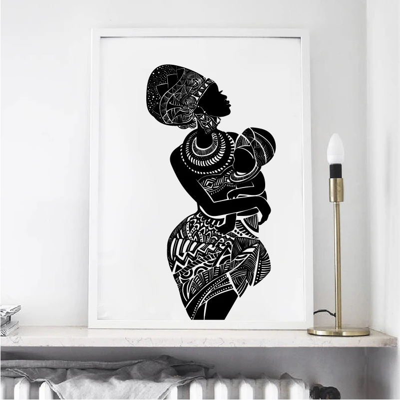 

Black Woman With Baby Wall Art Canvas Painting Posters Print Modern Painting Wall Picture For Baby‘sRoom Living RoomUnframed