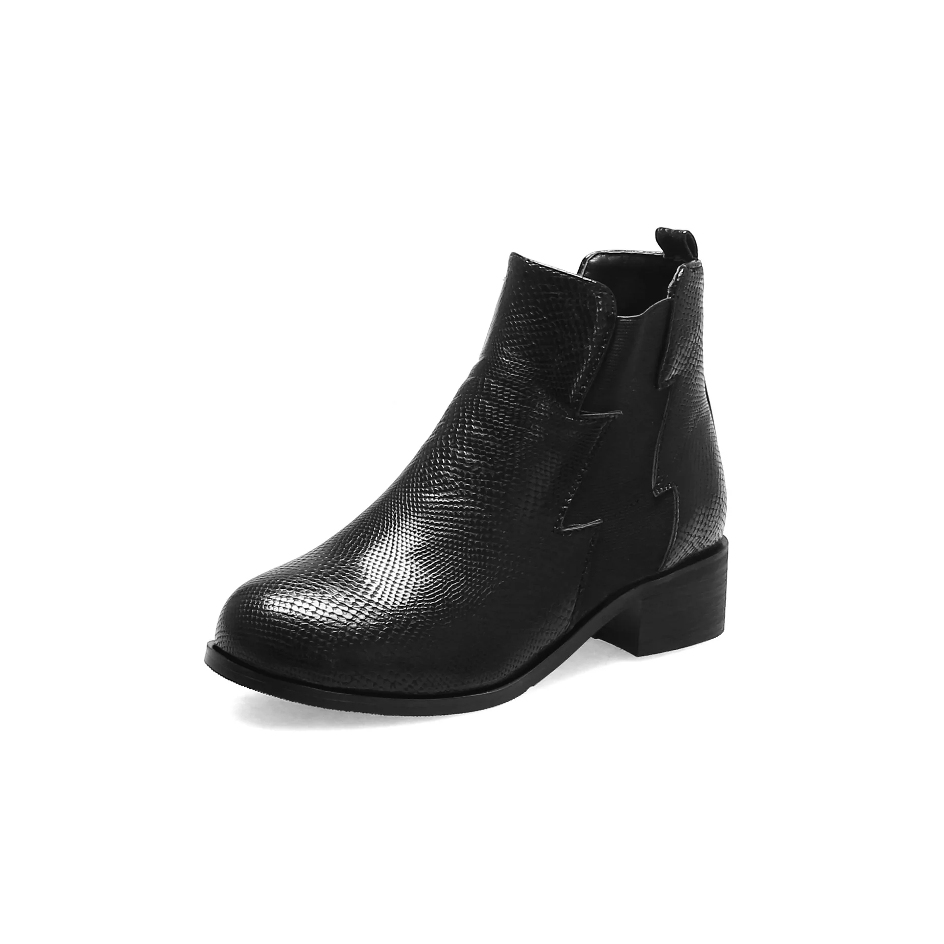 

Round Toe Med Heel Boots Women's Rubber Shoes Rain Ankle Short Plush Riding Rome Elastic band Mixed Colors Solid PU Hoof with