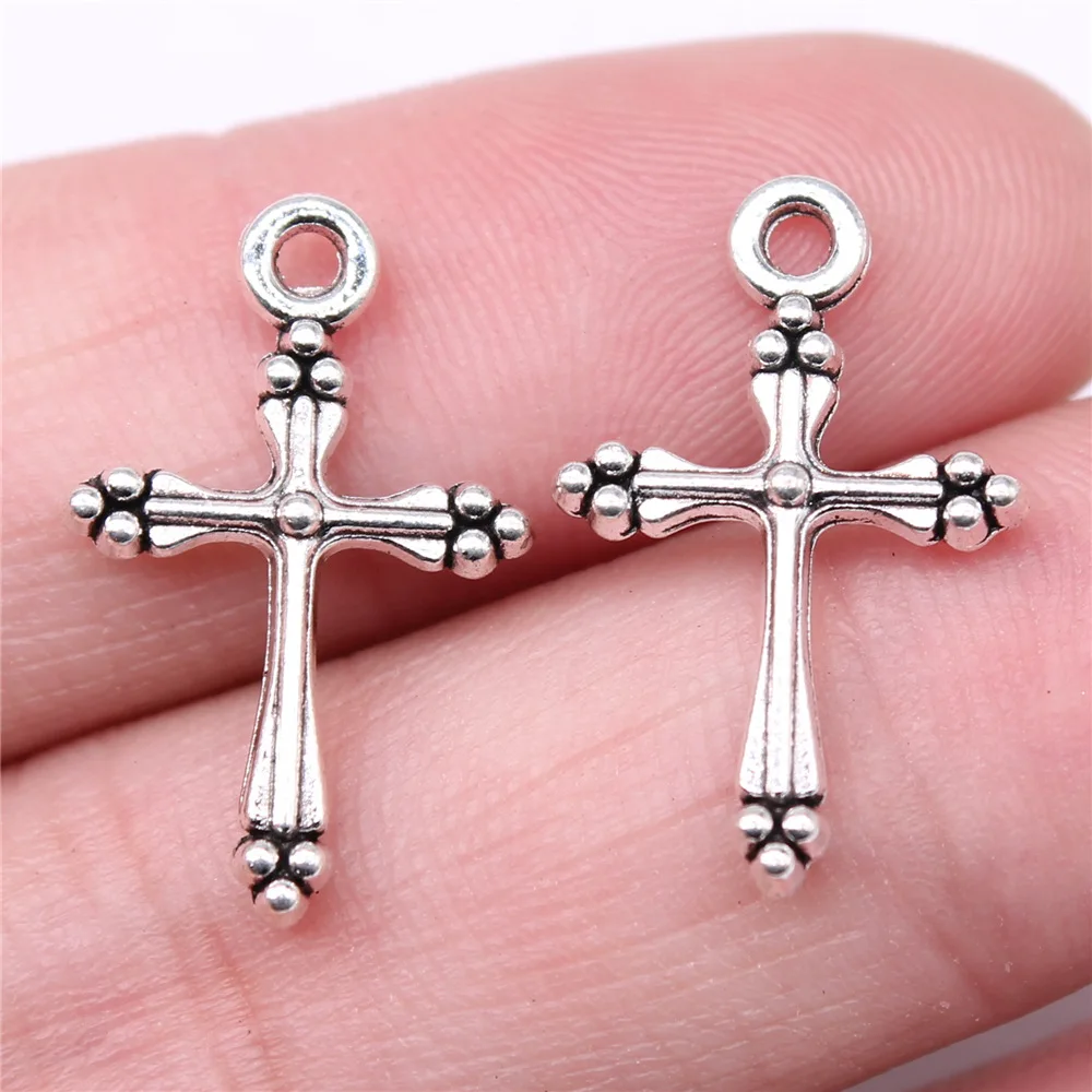 

Подвески B16167 в виде креста серебряного цвета для изготовления ювелирных изделий, 20 шт., 22x14 мм