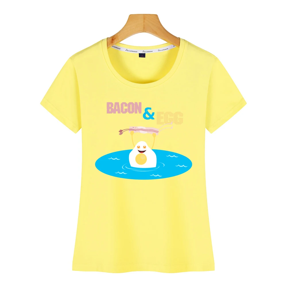Футболка женская хлопковая топ с рисунком бекона яичка жареной грязного танца