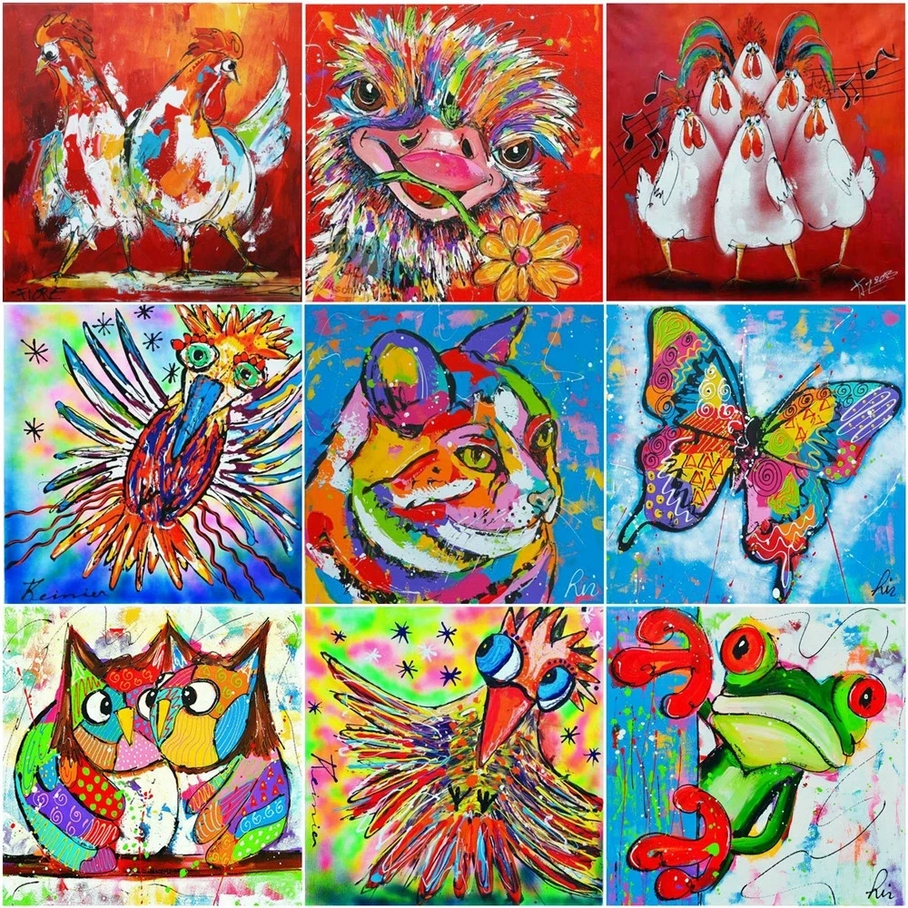 

Full Square Drill Diamond Embroidery Chicken Frog Mosaic Handicraft Home Decoration 5D Diy Diamond Painting Animal Handmade Gift