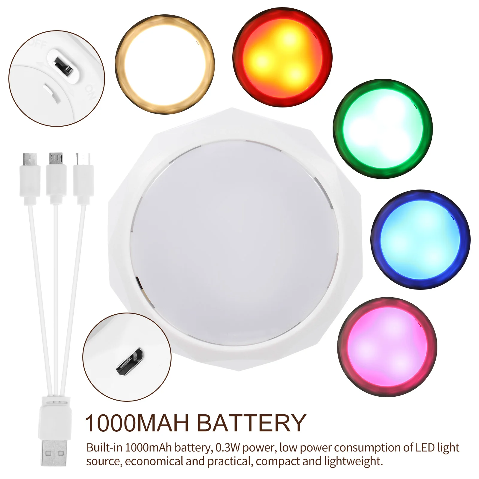 

6pcs Rechargeable RGB Remote Cabinet Night Light Puck Light with 2 Remote Controls Wireless LED Under Cabinet Lighting Dimmable
