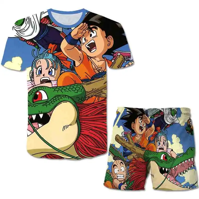 

Dragon-Ball Hot Sale Japan Anime Boys Goku Vegeta Clothing Children Summer Boy Clothe Cartoon Kids Boy Clothing Set T-shirt+Pant