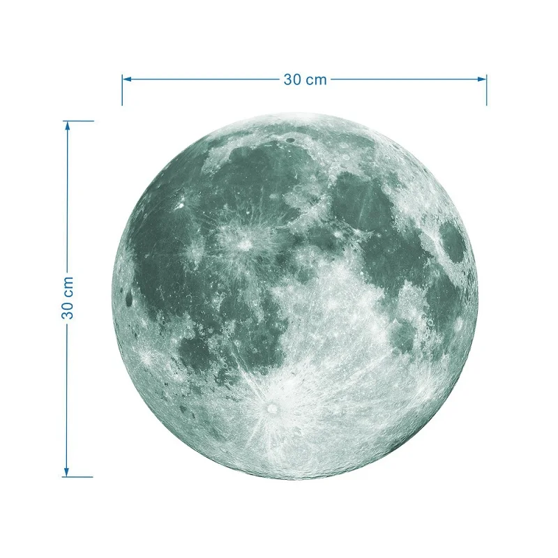Светло-серый Светящиеся флуоресцентные наклейки на стену La Luna grande 3D Луна съемное ночное видение фотолампа светится в темноте Настенный декор - Цвет: Светло-серый