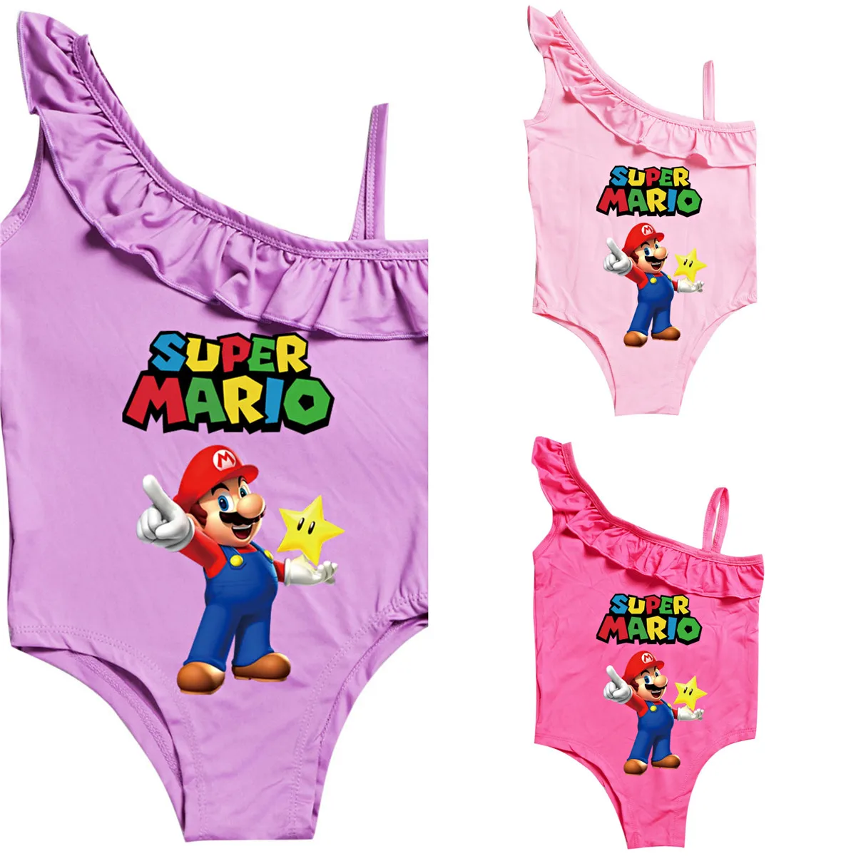 

Mario Girls One Piece Swimsuit Swimwear Summer Kids Baby Swim Suit Swimsuit Bathing Suit Clothes Clothing Child New Swim Wear