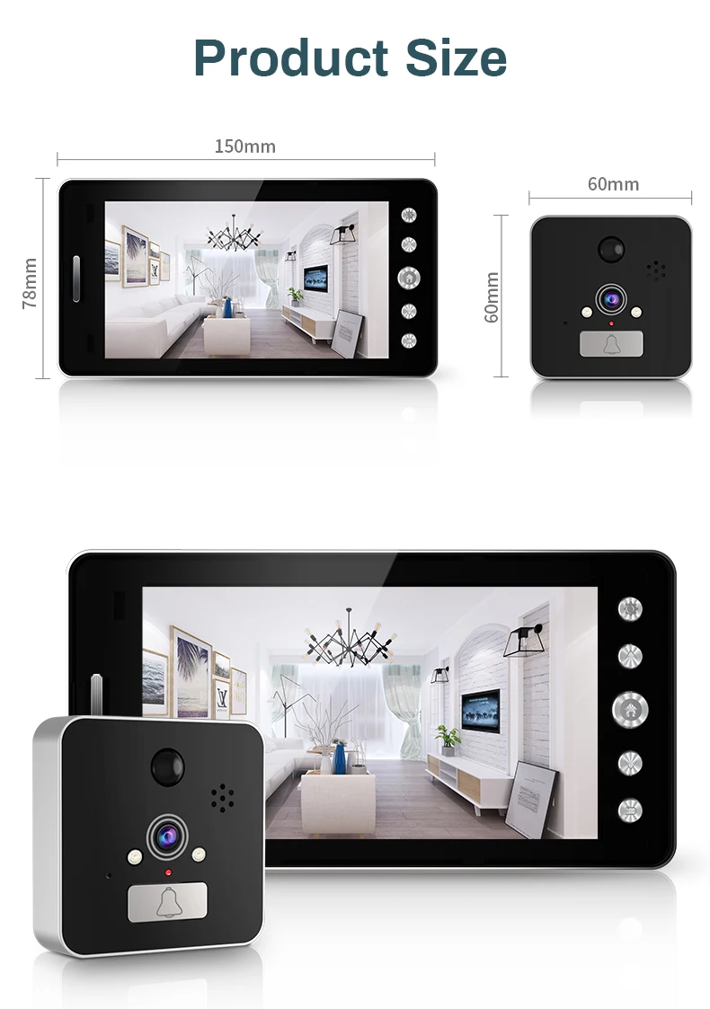 5 ''дверная камера Wifi глазок для умного дома цифровой дверной звонок с