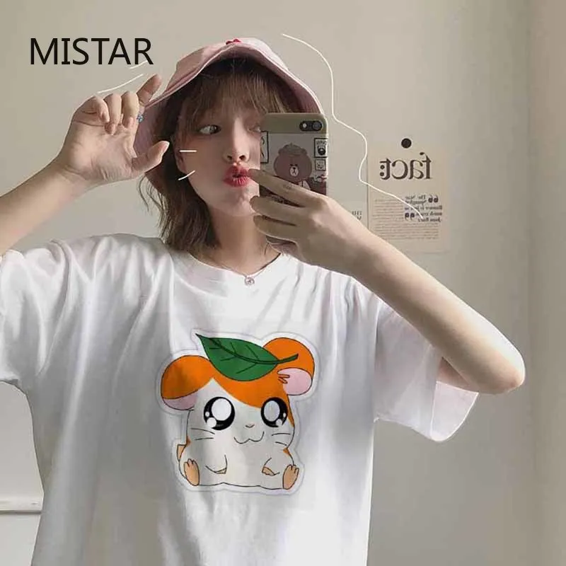 Новинка летняя Милая мультяшная футболка Харадзюку с принтом хамтаро модные