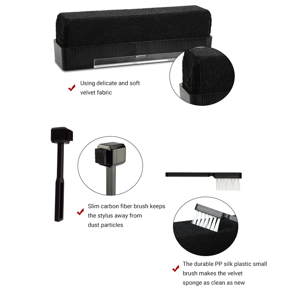 

1Set Vinyl Records Cleaning Kit Carbon Fiber Velvet Anti Static Cleaning Brush for LP Vinyl Records Tools