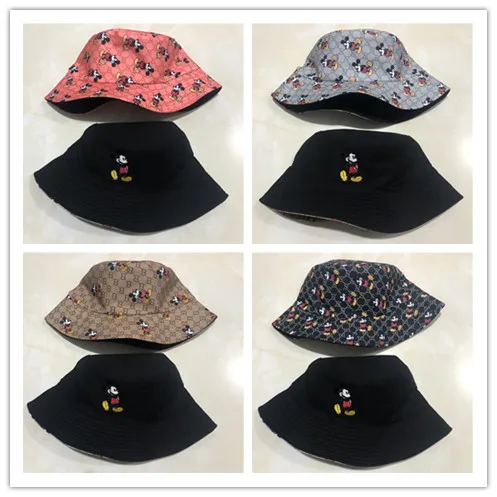 disney mickey cartoon cotton female double sided cap fisherman hat sun shading hat birthday gifts free global shipping
