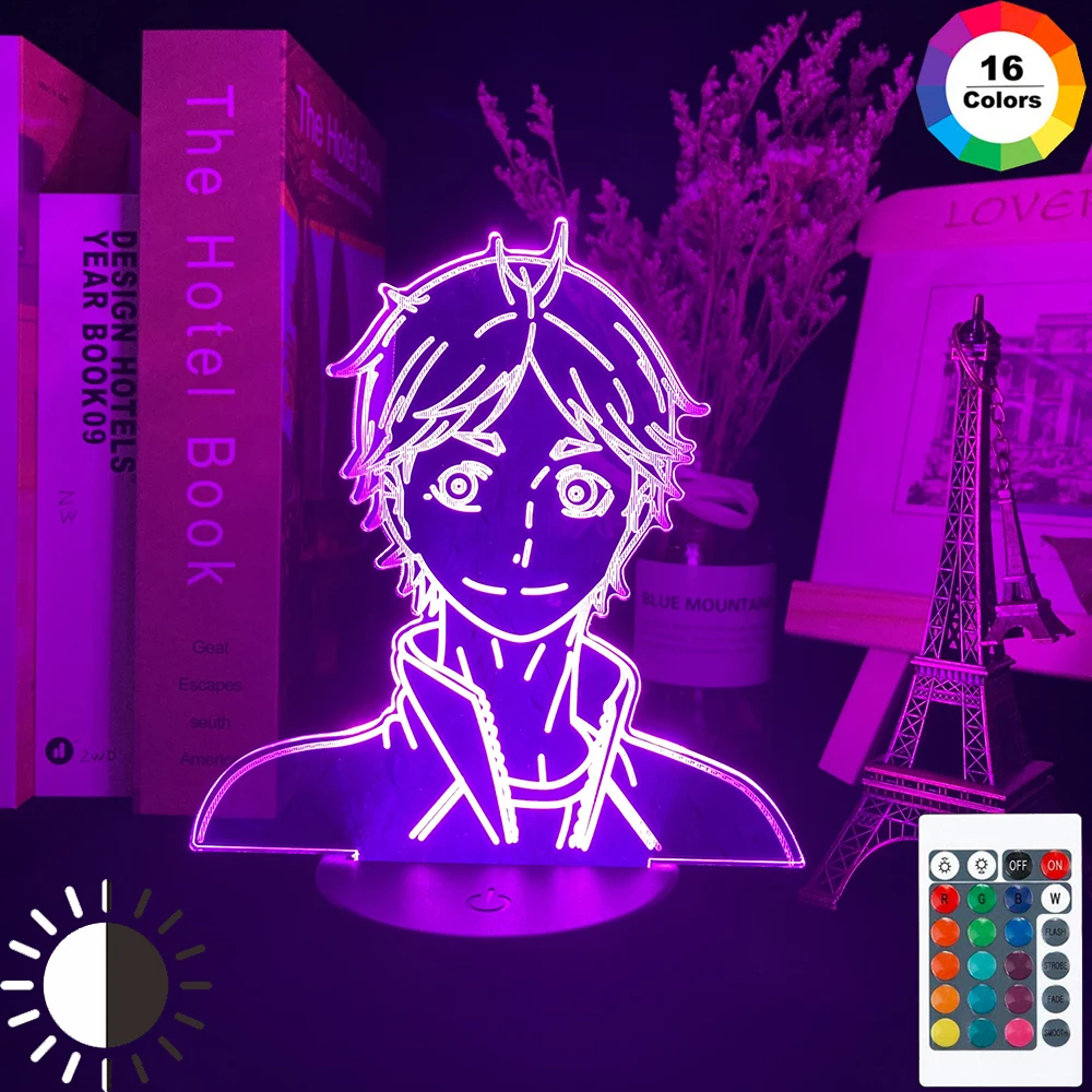 

Acrylic Led Night Light Anime Haikyuu Shoyo Hinata Figure for Kids Bedroom Decor Nightlight Cool Manga Gadget Child Table Lamp