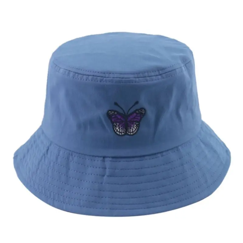 

Летняя Панама унисекс с вышивкой в виде бабочки, солнцезащитная Кепка с короткими полями