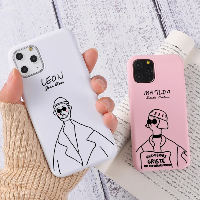 Милый чехол для телефона Leon Matilda iPhone 6 6S 7 8 Plus силиконовый мягкий карамельного